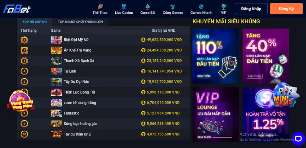Game bắn cá jackpot với giải thưởng lớn